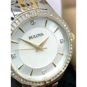 Bulova Women's Watch 98L273 Mother of Pearl Dial Two Tone Steel 32mm